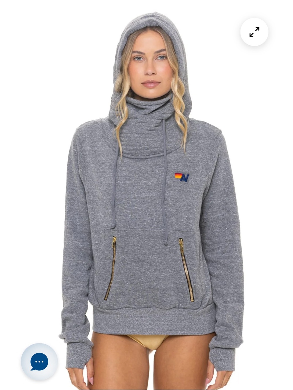 Aviator Nation Ninja Hoodie in Grey with gold accents XS